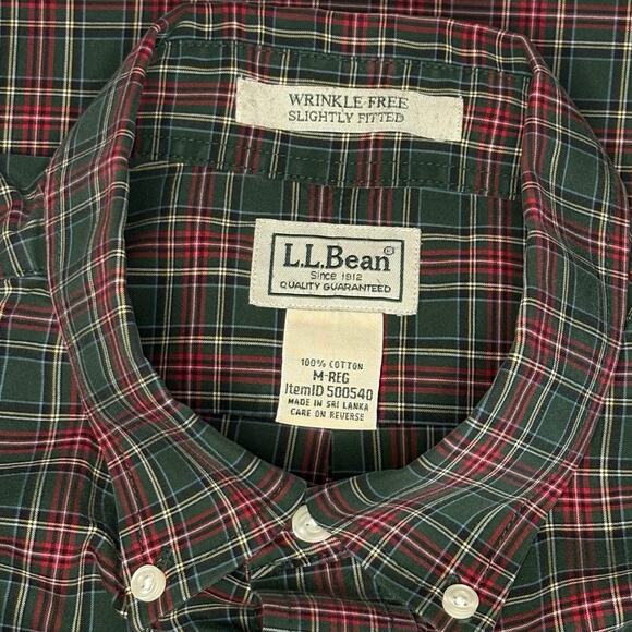 L.L.Bean Wrinkle Free Slightly Fitted Button Down Shirt Men's M | Green | EUC - Picture 5 of 11